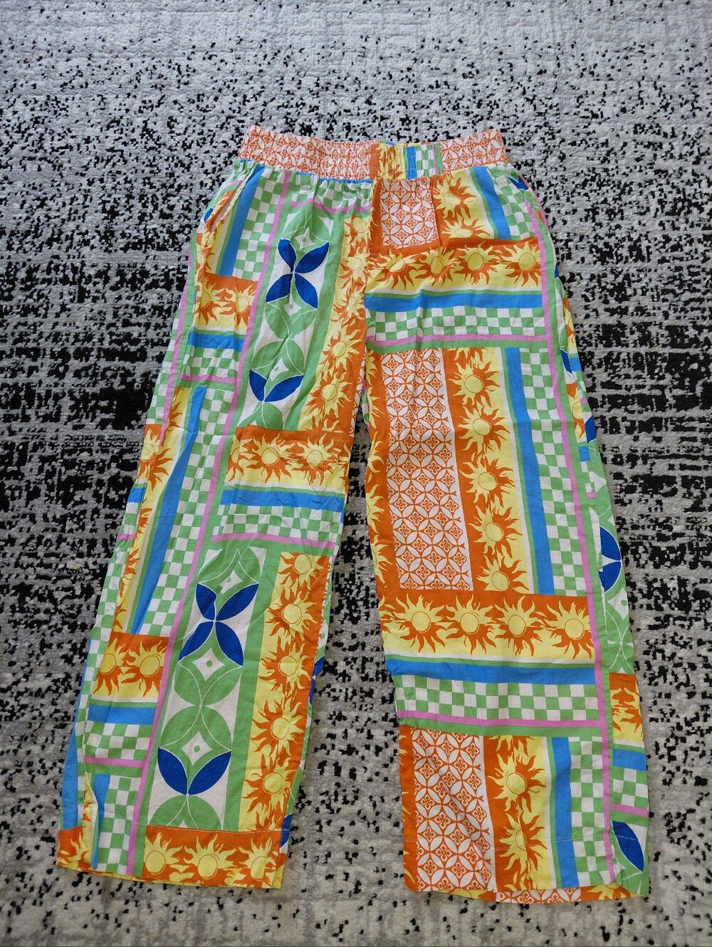Christian Siriano New York Patchwork Wide Leg Pants Medium | Colorful Boho CC - Picture 3 of 10